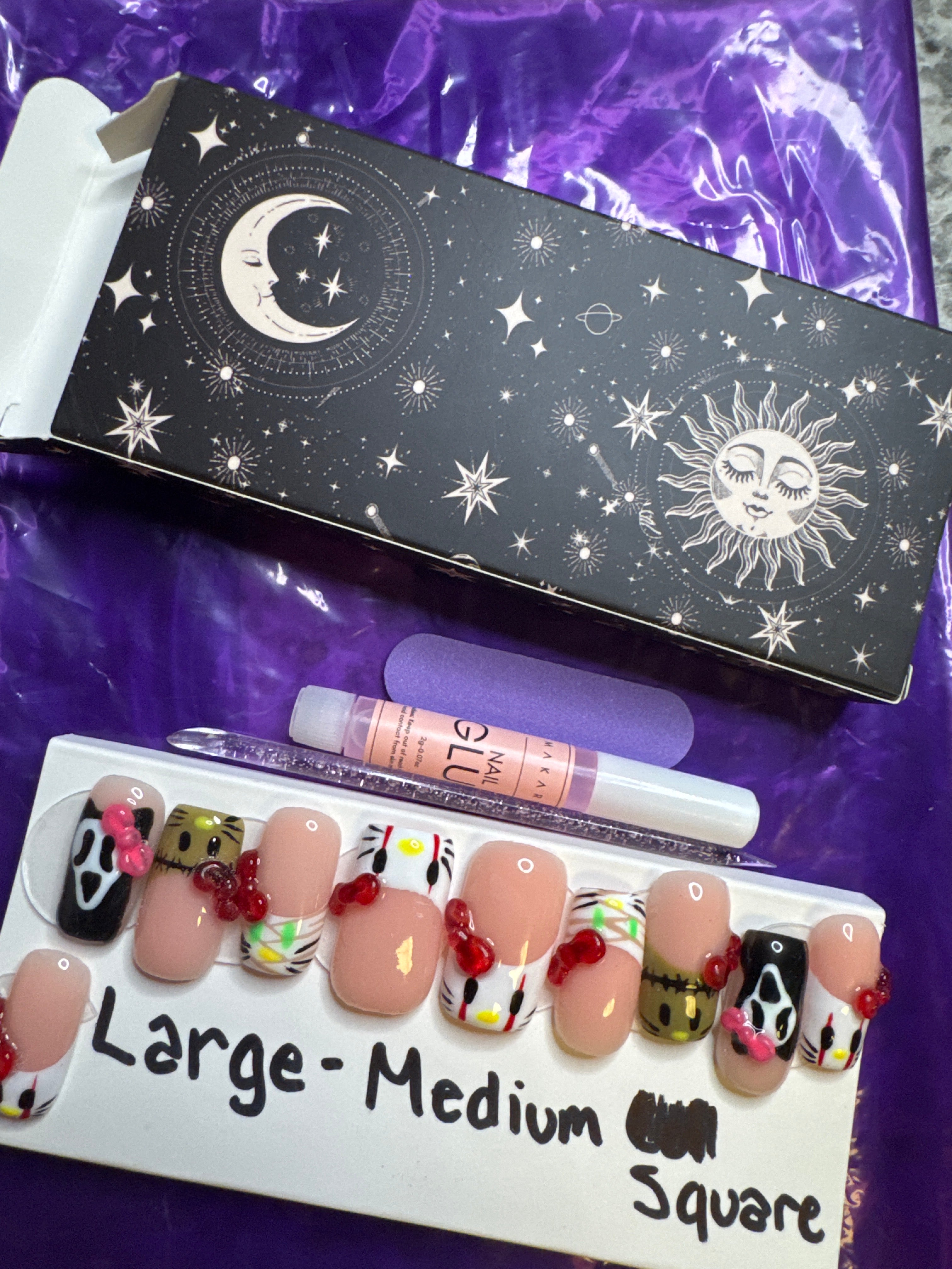 Hello Kitty/ Halloween Builder Gel Press On Nails