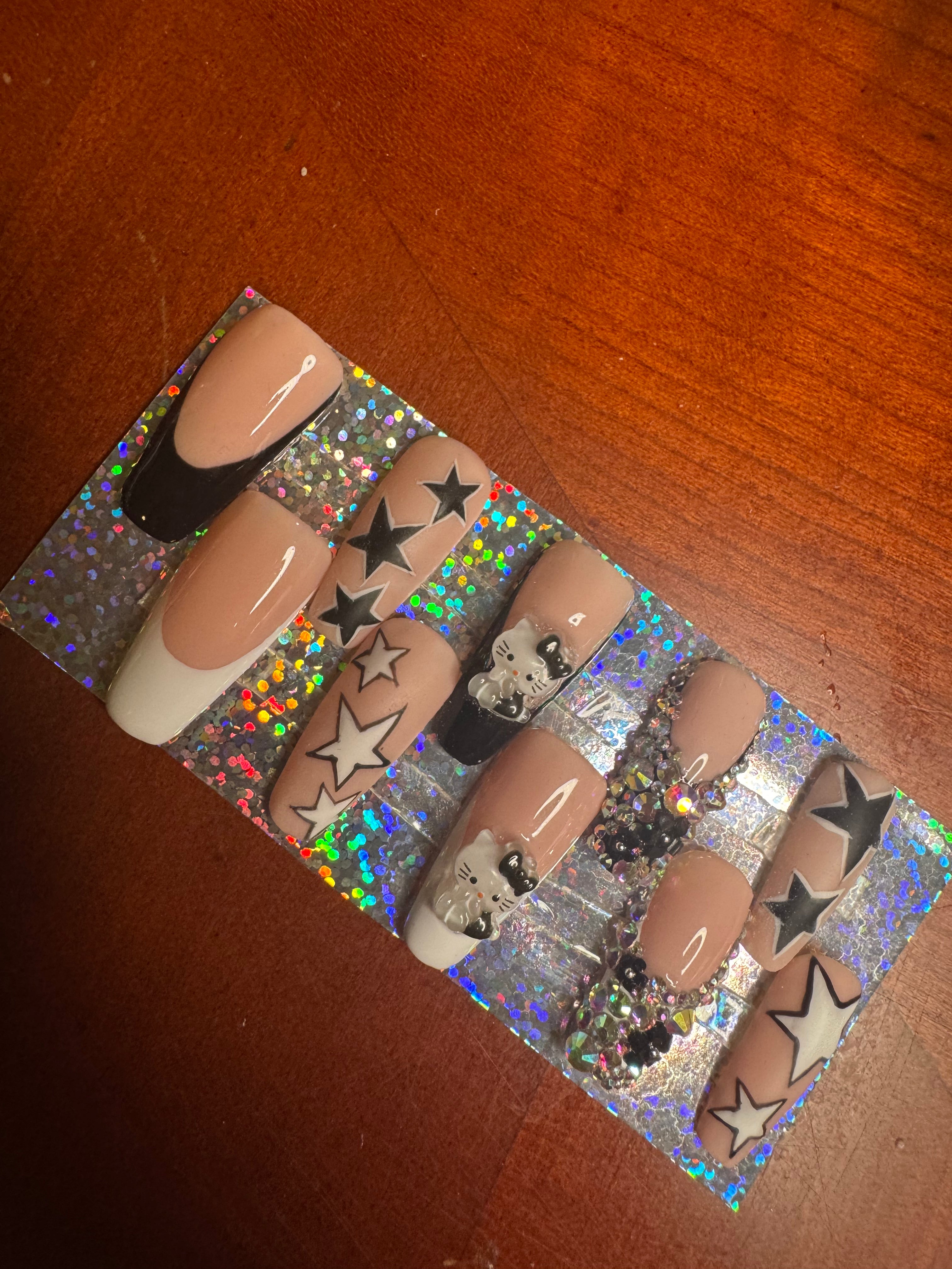 Hello Kitty Gel Press On Nails with Gems