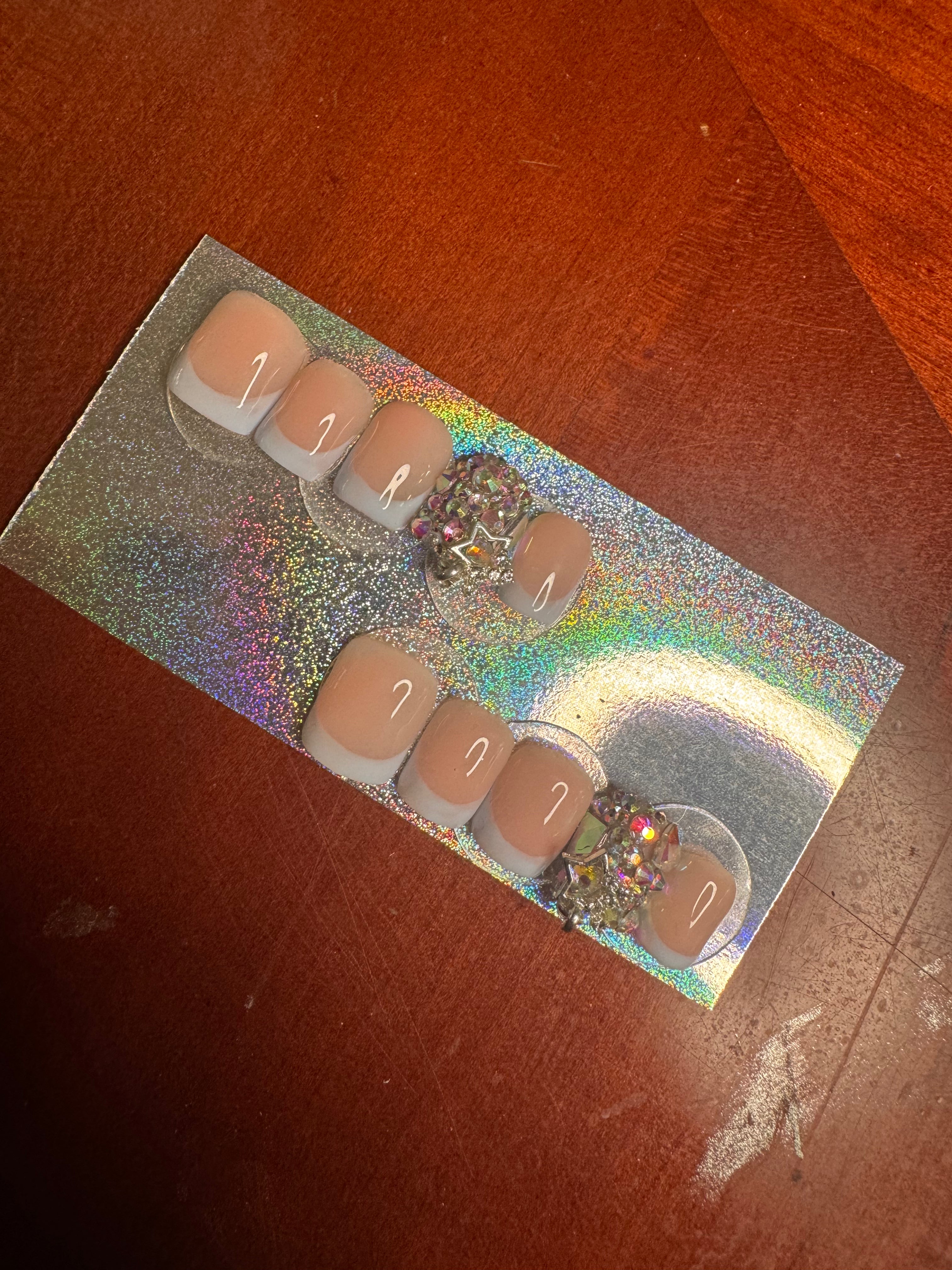 Gel Press On Nails w gems